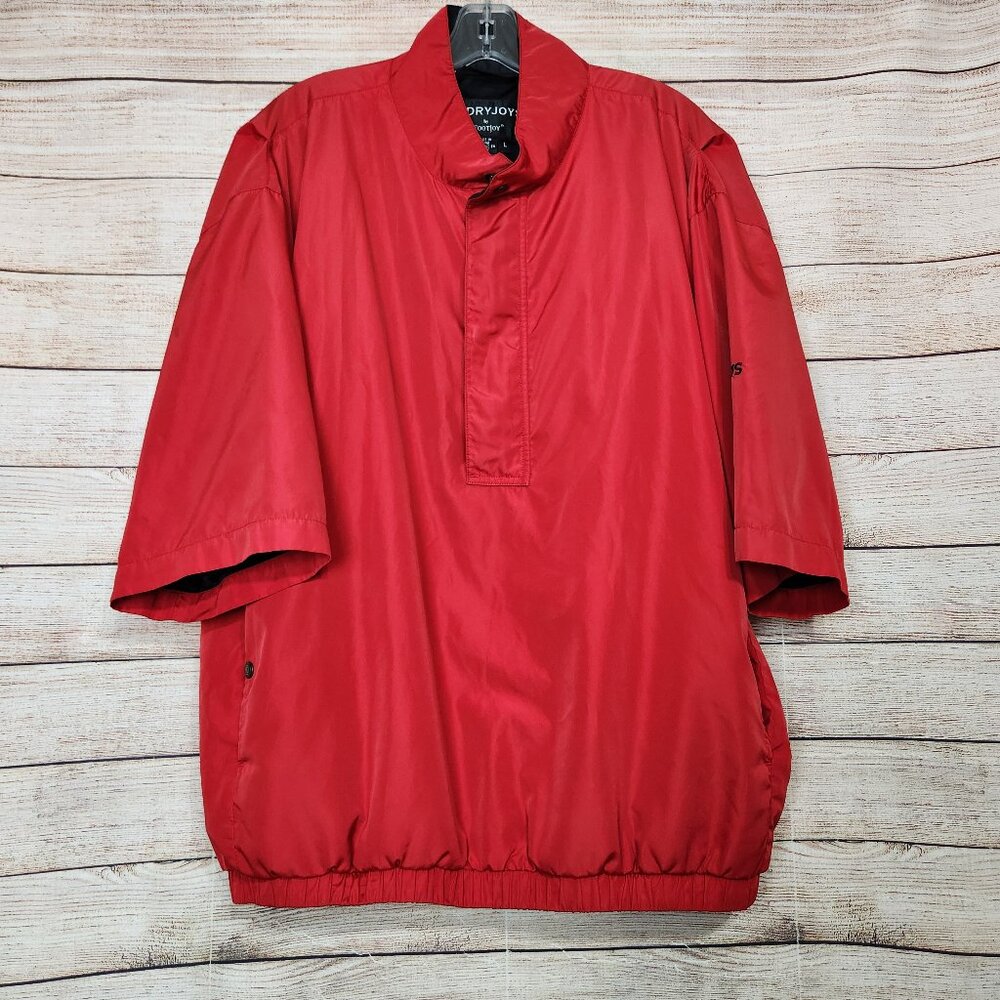 DryJoys by FootJoy 1/2 Zip Snap Pullover Golf Rain Jacket Mens Large Red/Black